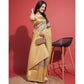 Gold Floral Digital Printed With Woven Border Banarasi Silk Saree