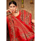 Red Floral Woven Banarasi Silk Saree