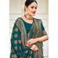 Teal Floral Woven Banarasi Silk Saree