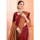 Maroon Woven Banarasi Silk Saree With Tassels