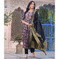 Black Floral Foil Printed Chanderi Silk Anarkali Salwar Suit