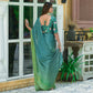 Green Solid Chiffon Saree With Tassels