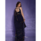 Navy Blue Sequins Embroidered Georgette Saree