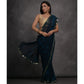 Blue Printed With Mirror Work Georgette Saree