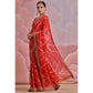 Red  Printed With Embroidered Border Georgette Saree