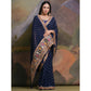 Blue Bandhej Printed Georgette Saree With Tassels