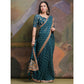 Teal Bandhej Printed Georgette Saree With Tassels