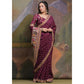 Wine Bandhej Printed Georgette Saree With Tassels