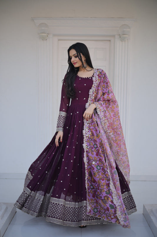 Wine 🌟 Opulent Elegance Gown Set 🌟