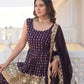 Regal Purple Elegance: Faux Georgette Kurti with Sequins & Thread Embroidery