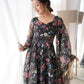 Midnight Blooms Black Floral Organza Taby Silk Gown with Dupatta