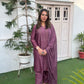 Wine Chikankari Elegance: Modaal Chanderi Cutdana Ensemble