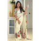 Off White Floral Digital Printed Georegette Saree