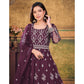 Purple Embroidered Net Semi Stitched Anarkali Suit