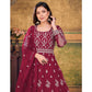 Pink Embroidered Net Semi Stitched Anarkali Suit