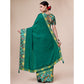 Rama Green Swarovski With Bandhani Printed Border Art Silk Saree