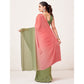 Pink & Olive Green Printed Georgette Saree