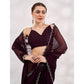 Wine Embroidered Swaroski Work Chiffon Saree