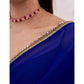 Blue & Pink Solid Georgette Designer Saree