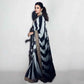 Black & White Striped Printed Georgette Saree