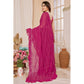 Pink Embroidered Georgette Ruffle Saree