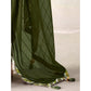 Mehendi Green Woven Georgette Saree With Lace Border