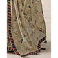 Dark Tan Geometric Printed Georgette Saree With Lace Border