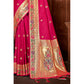 Pink Woven Paithani Banarasi Silk Saree With Tassels