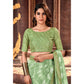 Pista Green Striped Printed Georgette Saree