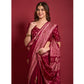 Magenta Floral Foil Printed Art Silk Saree