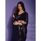 Navy Blue Sequins Embroidered Georgette Saree