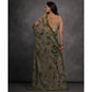 Green Printed With Mirror Work Georgette Saree