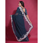 Teal Embroidered Georgette Saree