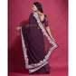 Wine Embroidered Georgette Saree