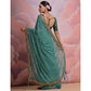 Green Leheriya Printed With Embroidered Border Georgette Saree