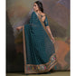 Teal Bandhej Printed Georgette Saree With Tassels