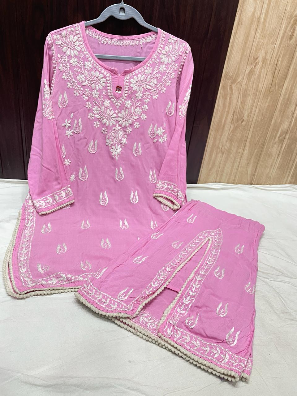 Pink Elegance in Motion Side Cut Gharara With Short Kurti