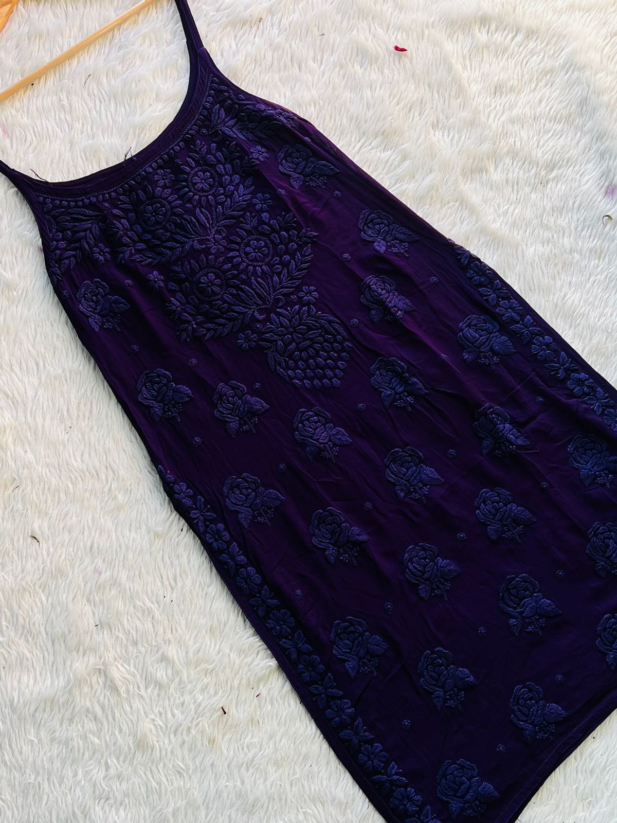 Premium Dark Purple Viscose Sleeveless Short Kurti