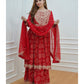 Ravishing Red Rayon Sharara Set: Intricate Heavy Mirror Embroidery