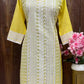 Yellow Sparkling Sequins Cotton Hakoba Kurti Set