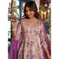 Chikoo & Purple Floral Foil Printed Anarkali Mulmul Cotton Salwar Suit