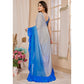 Blue Ombre Printed Georgette Ruffle Saree With Embroidered Belt