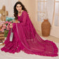 Pink Embroidered Georgette Ruffle Saree