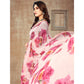 Light Peach Floral Printed Georgette Saree With Lace Border