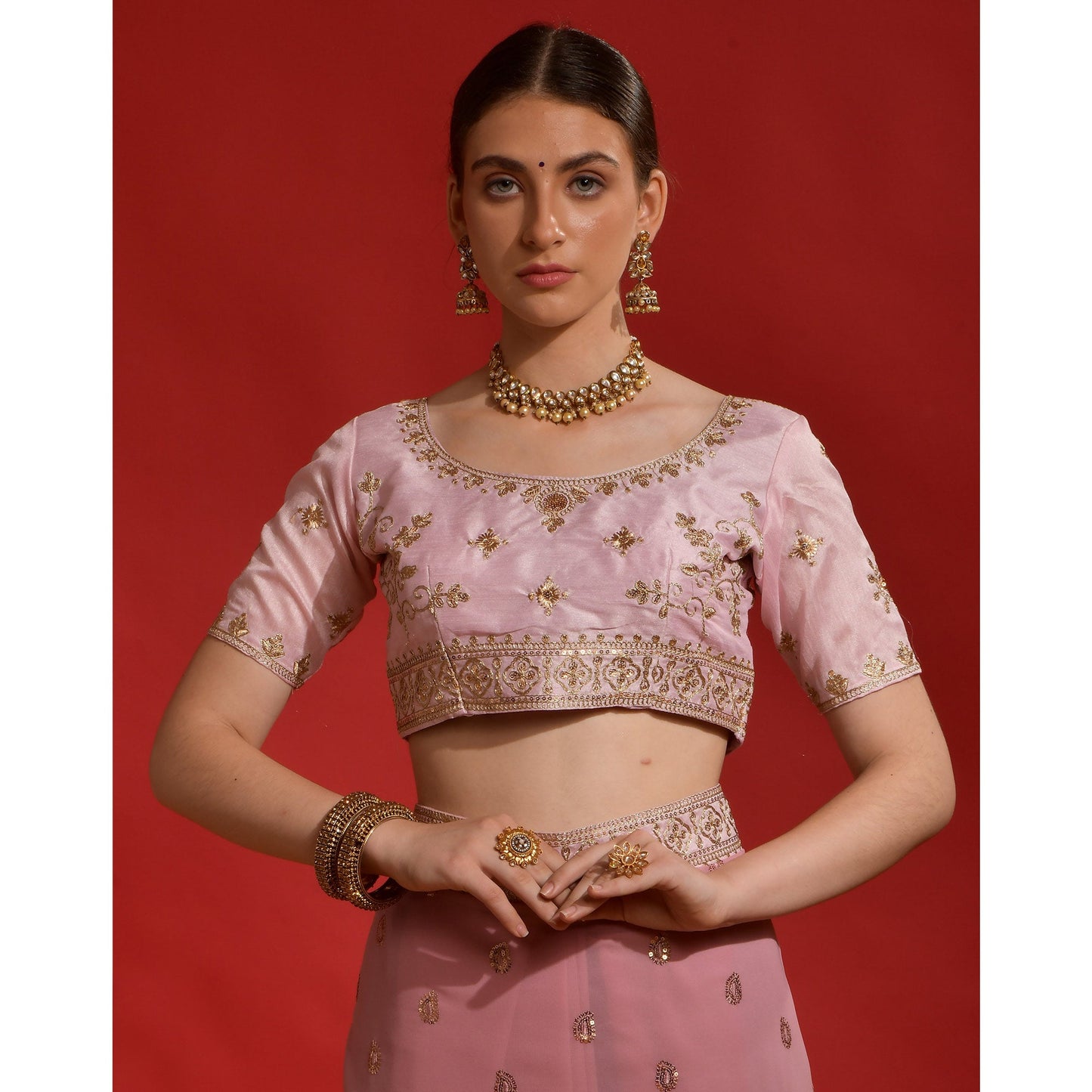 Pink Sequins Embroidered Georgette Saree