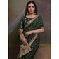 Green Bandhej Printed Georgette Saree With Tassels