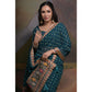 Teal Bandhej Printed Georgette Saree With Tassels