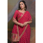 Pink Bandhej Printed Georgette Saree With Tassels