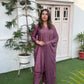 Wine Chikankari Elegance: Modaal Chanderi Cutdana Ensemble