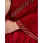 Red Embroidered Beads & Stones Chiffon Saree